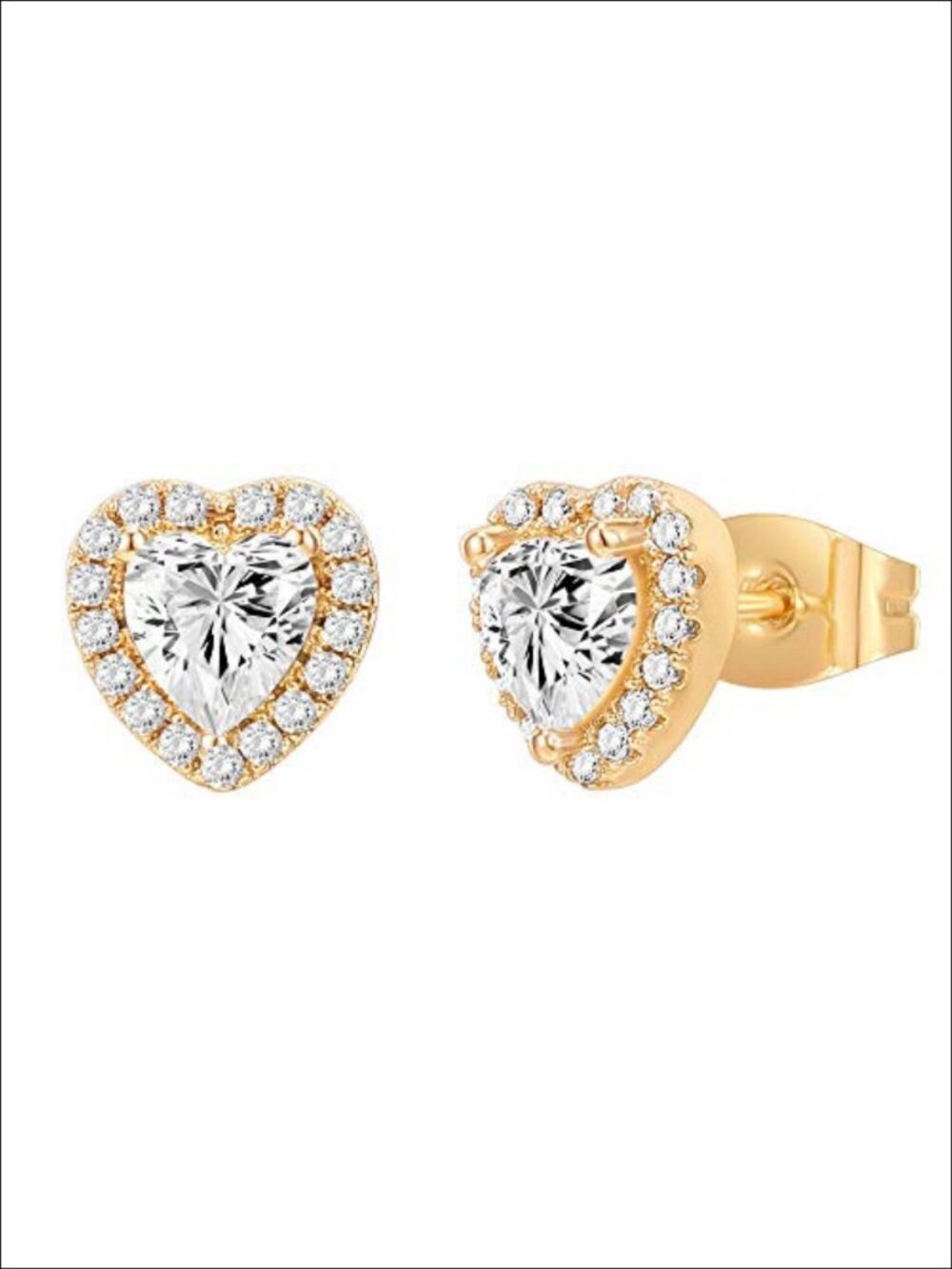 14K Gold Plated Sterling Silver Halo Stud Earrings Cubic Zirconia